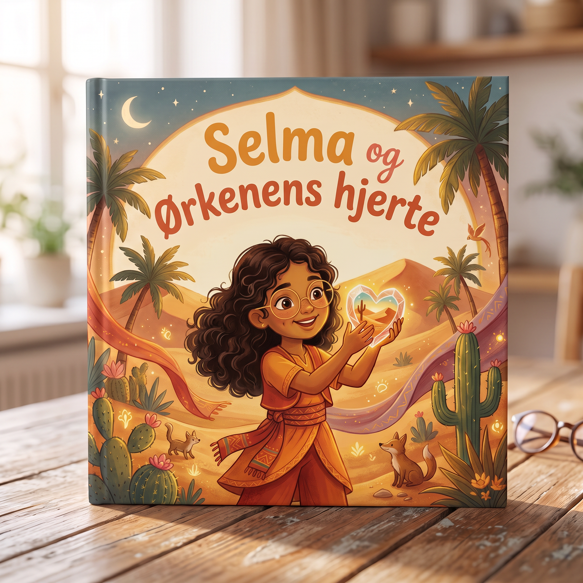 Lukket bok «Selma og ørkenens hjerte» på nøytral bakgrunn