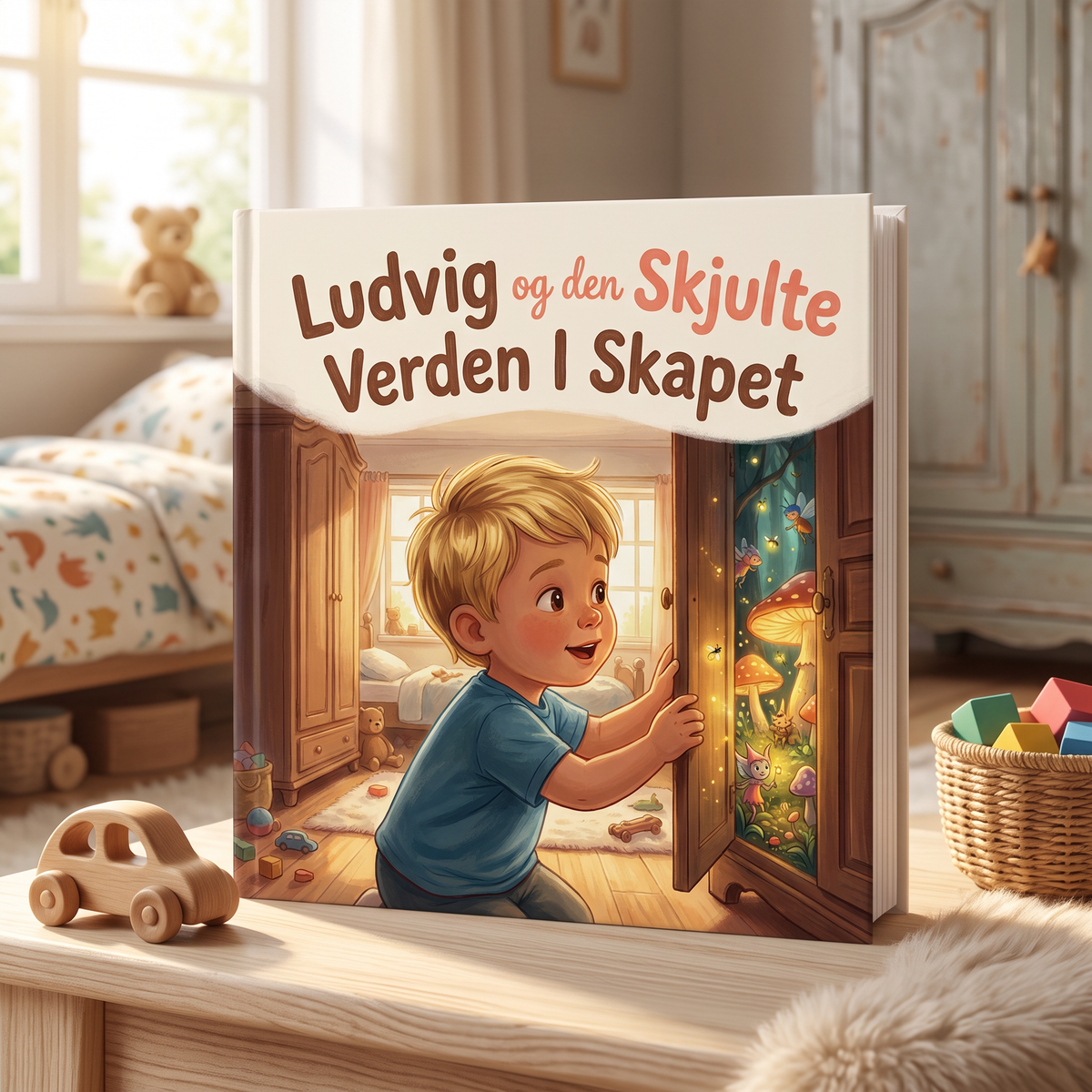 Lukket bok «Ludvig og den Skjulte Verden I Skapet» på nøytral bakgrunn