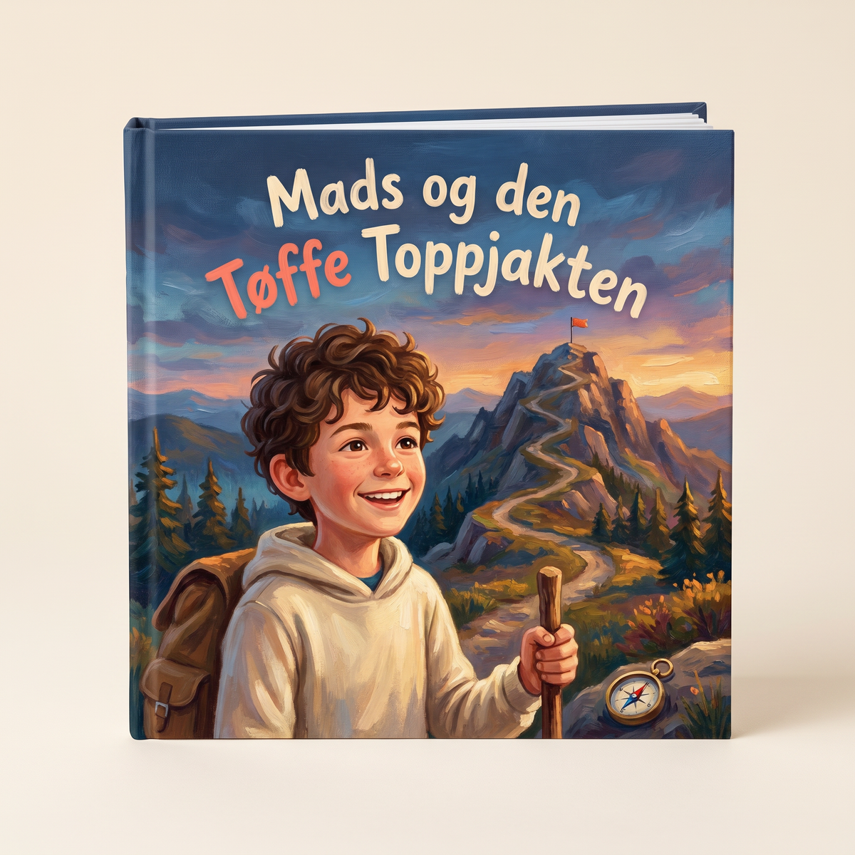 Lukket bok «Mads og den Tøffe Toppjakten» på nøytral bakgrunn