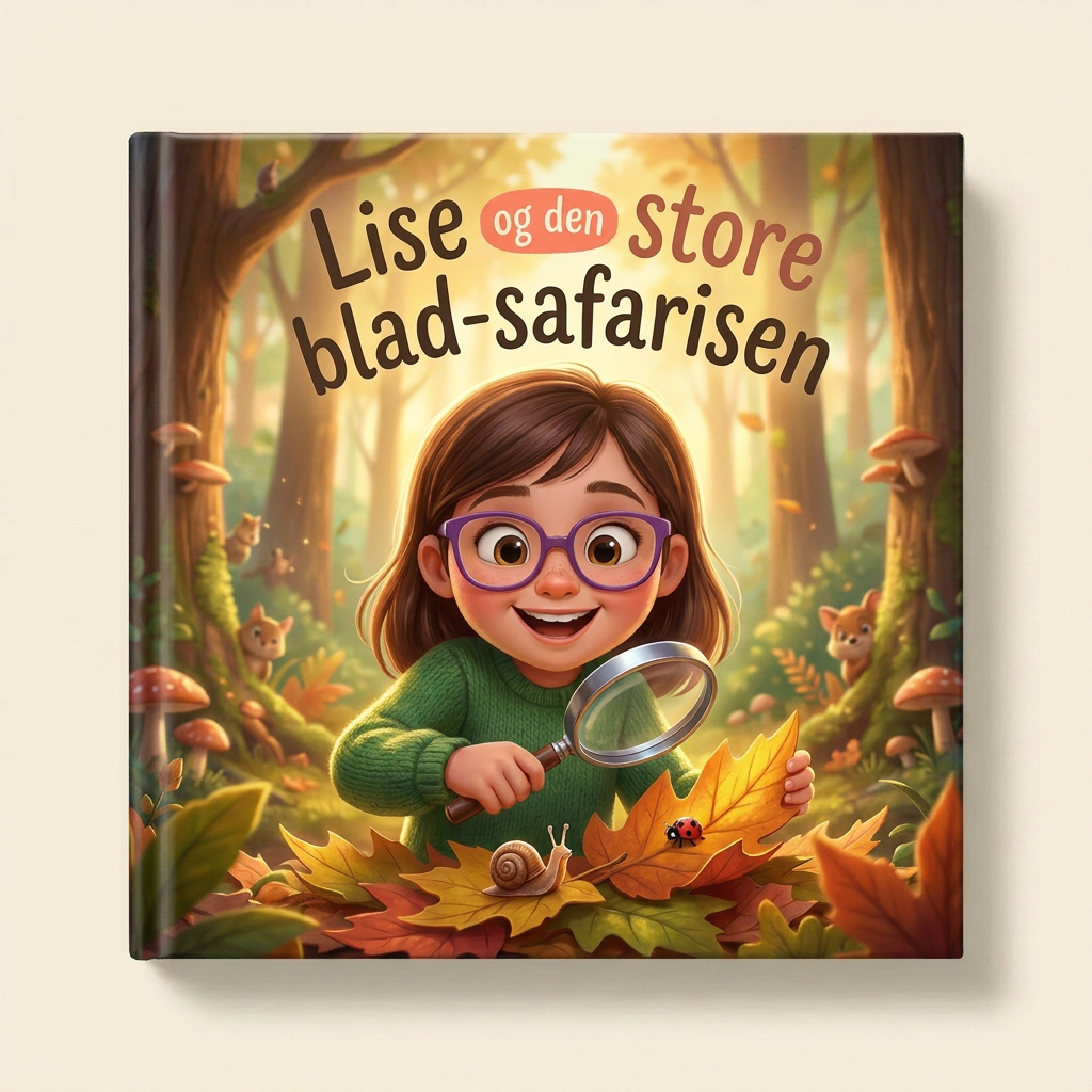 Lukket bok «Lise og den store blad-safarisen» på nøytral bakgrunn
